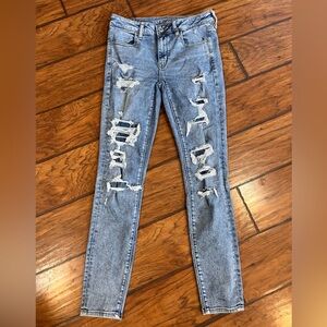 American Eagle Outfitters Light Blue Distressed Jeggings